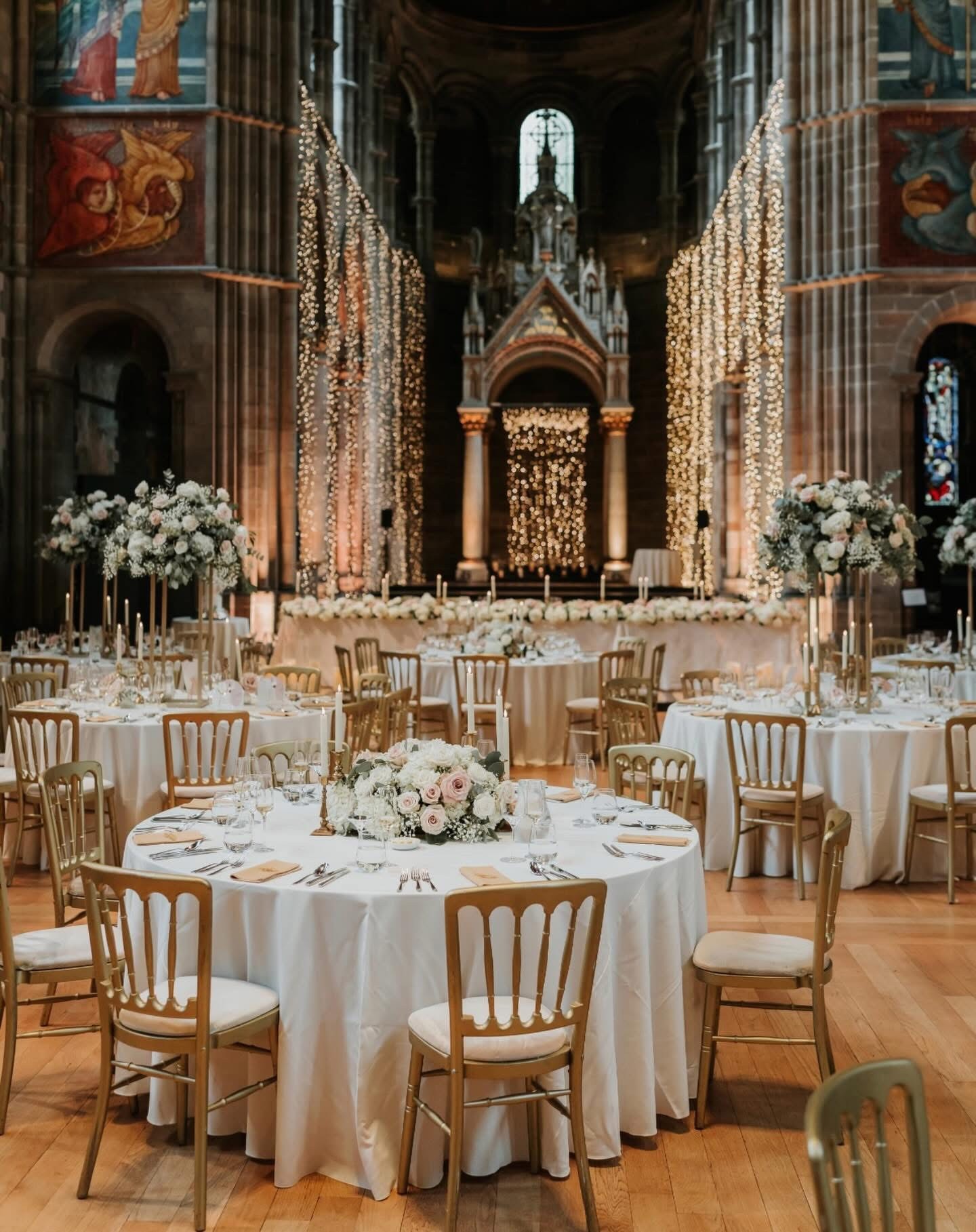 Photo of a venue dressed for a wedding