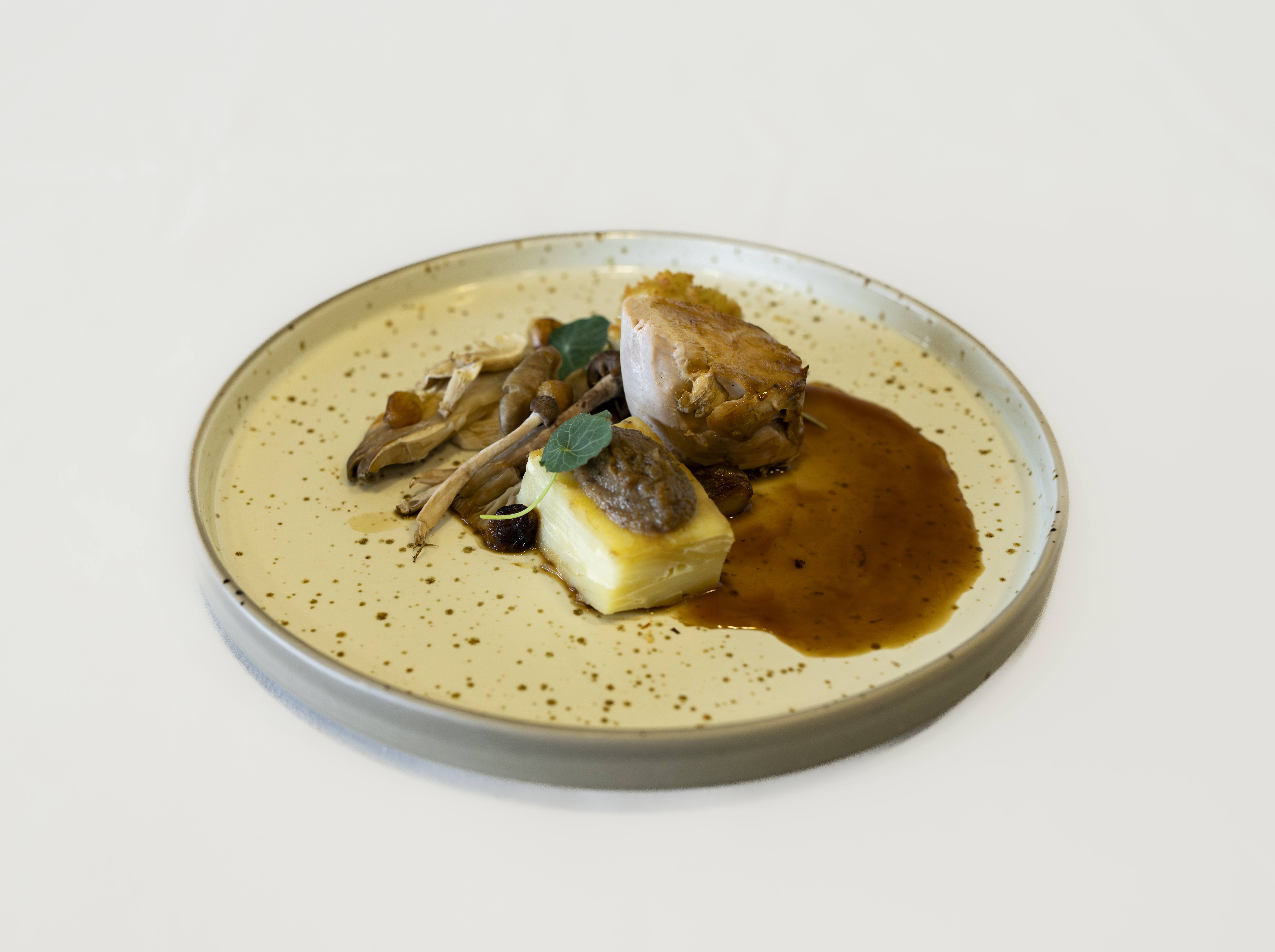 Dish of fish and potato served