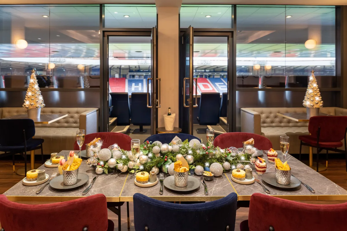 Table dressed at a stadium