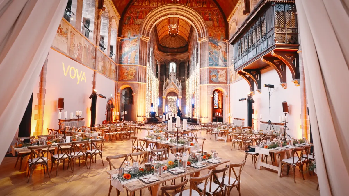 A venue dressed for an event