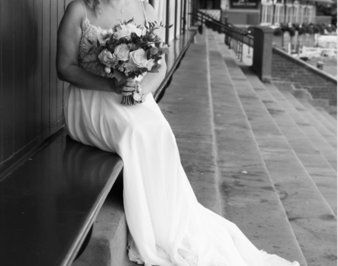 The bride at Musselburgh Racecourse