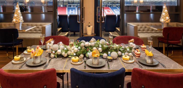 Table dressed at a stadium